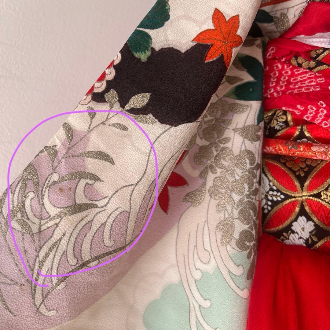 5歳　6歳　7歳　七五三　アンティーク正絹着物、帯、帯揚げ、帯締め、しごきセット