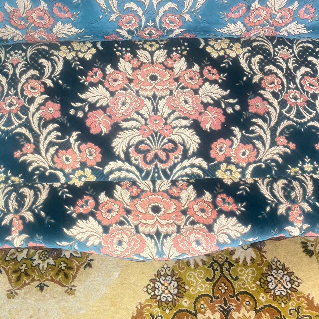 ꧁金華山織り꧂3人掛けソファ 猫脚 花柄 フラワー ファブリック アンティーク