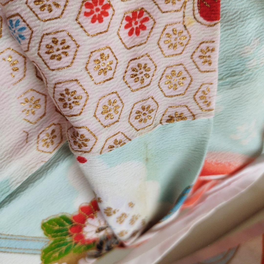 専用です☆アンティーク白、ブルーの着物と作り帯セット