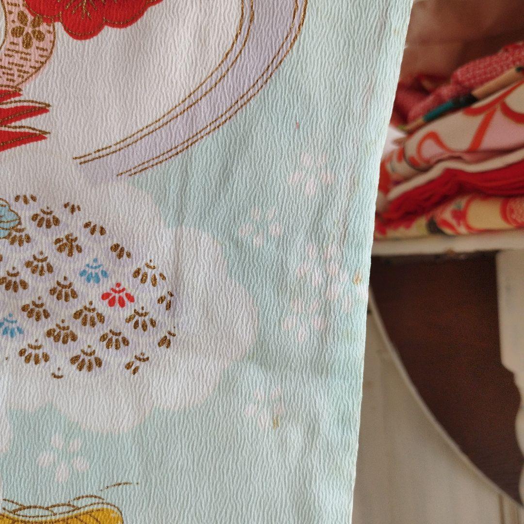 専用です☆アンティーク白、ブルーの着物と作り帯セット