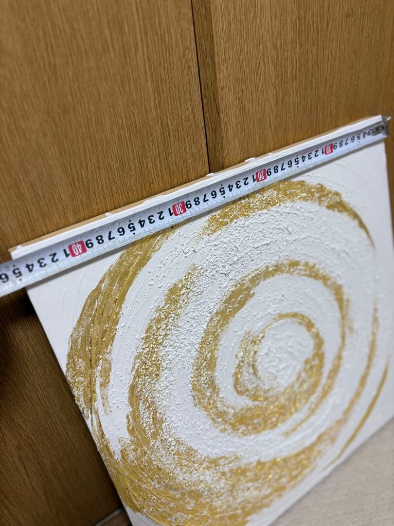 ホワイトゴールド渦巻き絵画 抽象アート作品