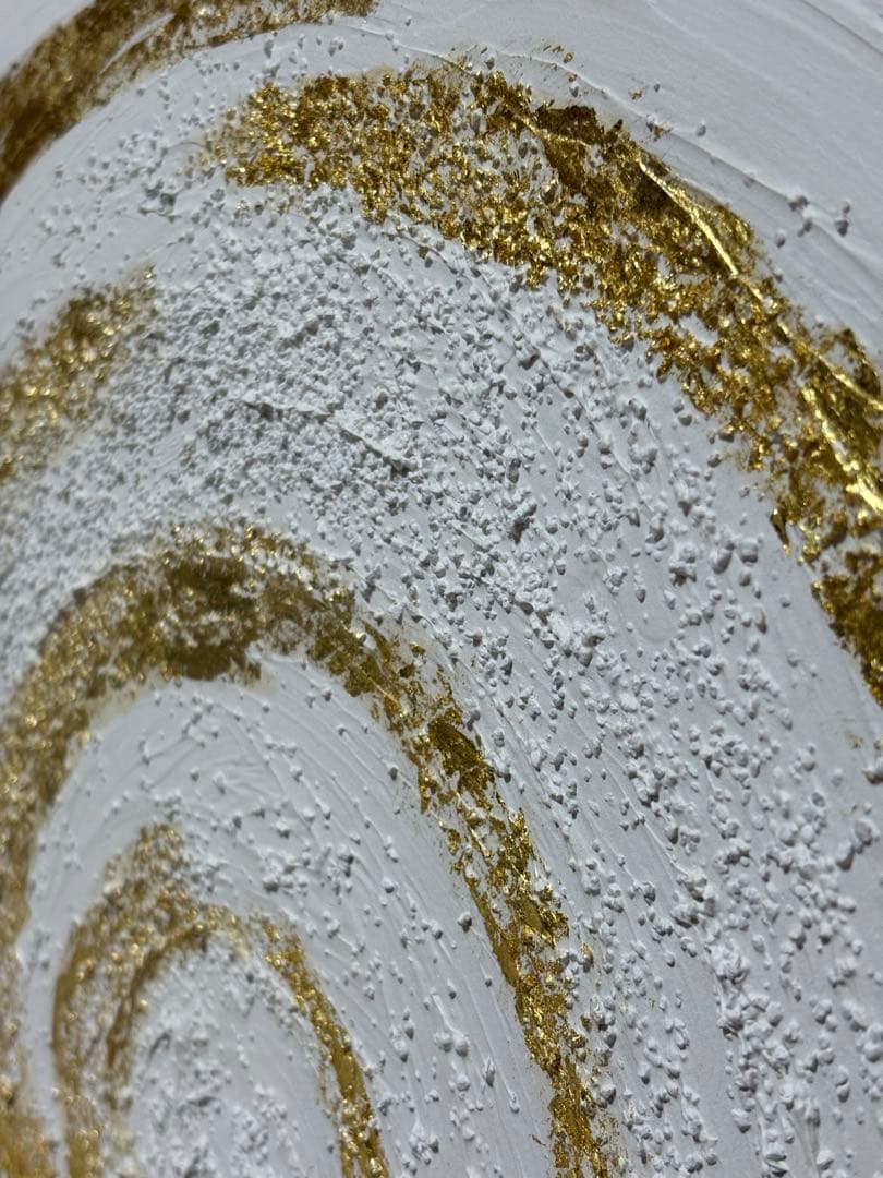 ホワイトゴールド渦巻き絵画 抽象アート作品