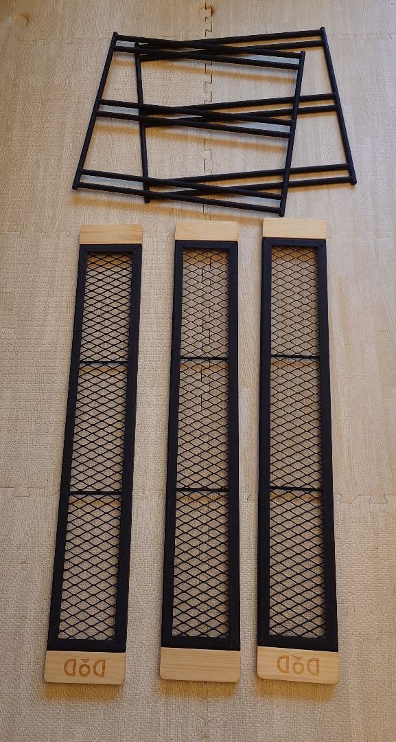 DOD テキーララック 3段セット メッシュ天板付 ブラック×ウッド＋専用バッグ