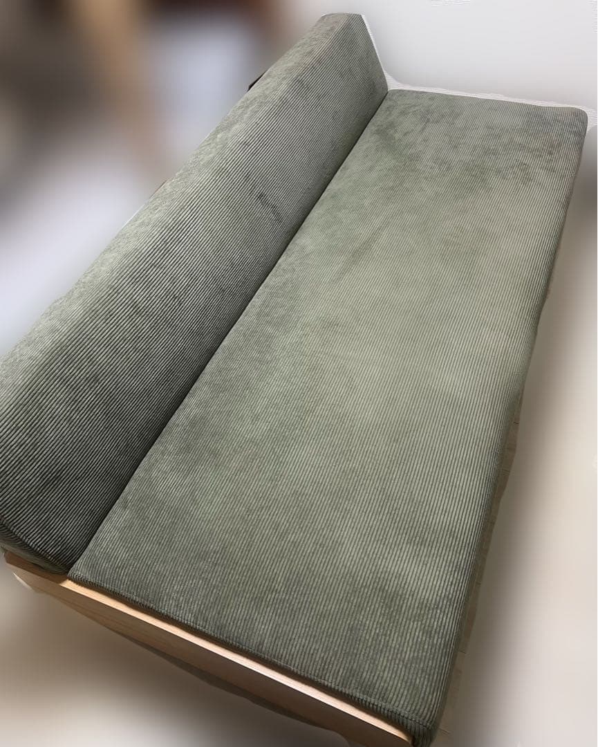 コーデュロイ　ソファ　3人掛け　オリーブ