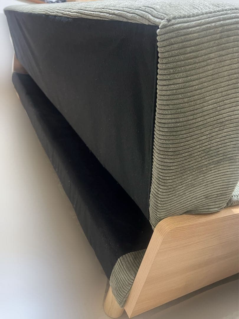 コーデュロイ　ソファ　3人掛け　オリーブ