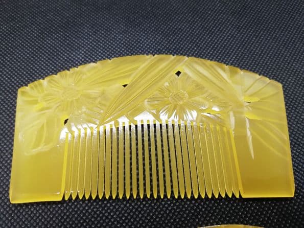 べっ甲風前櫛 彫り入 どちらかひとつ！ 日本髪 成人式 振袖 着物 かんざし 簪