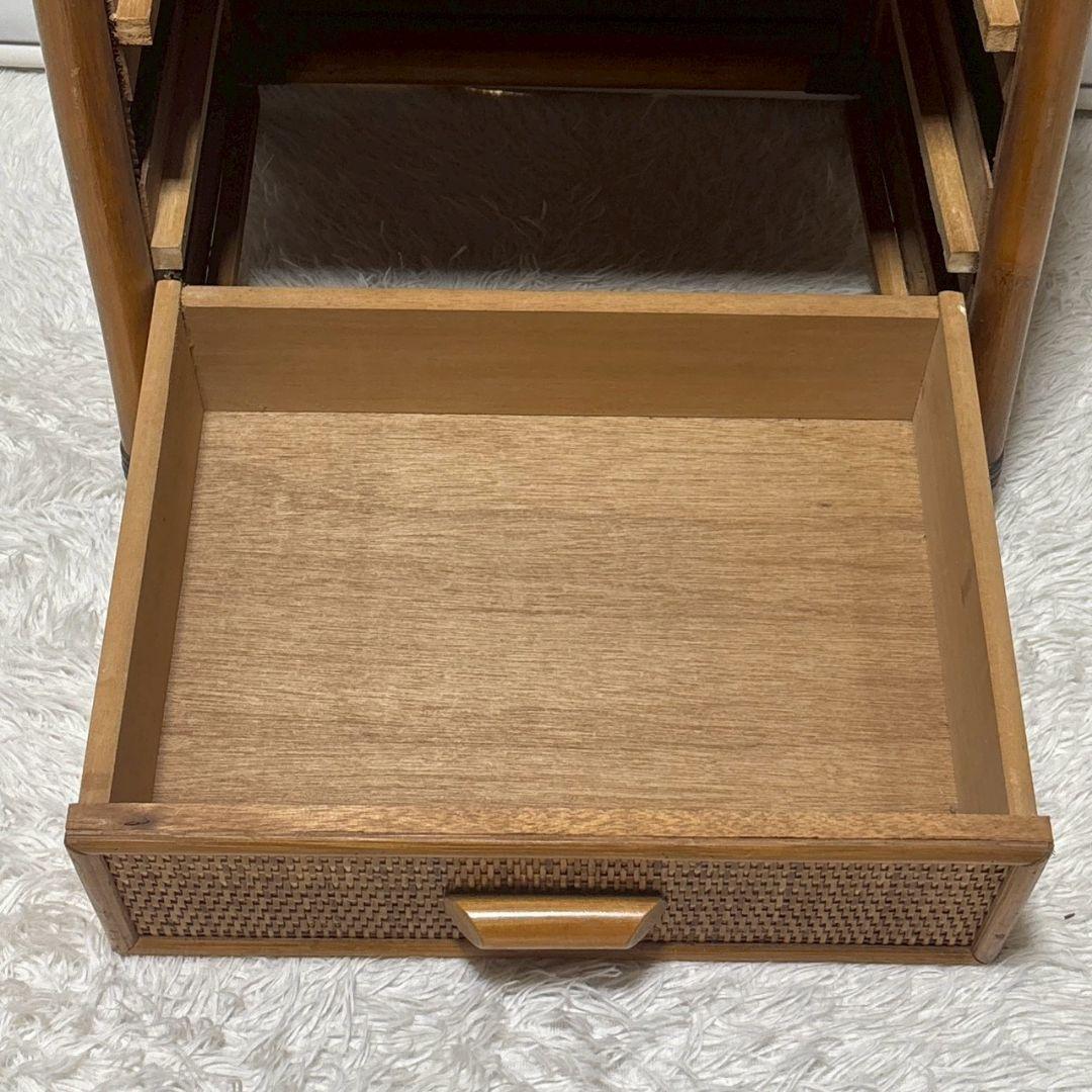 ヴィンテージ アーチラタンラック オープンラック 籐 収納棚 引き出し付 3段