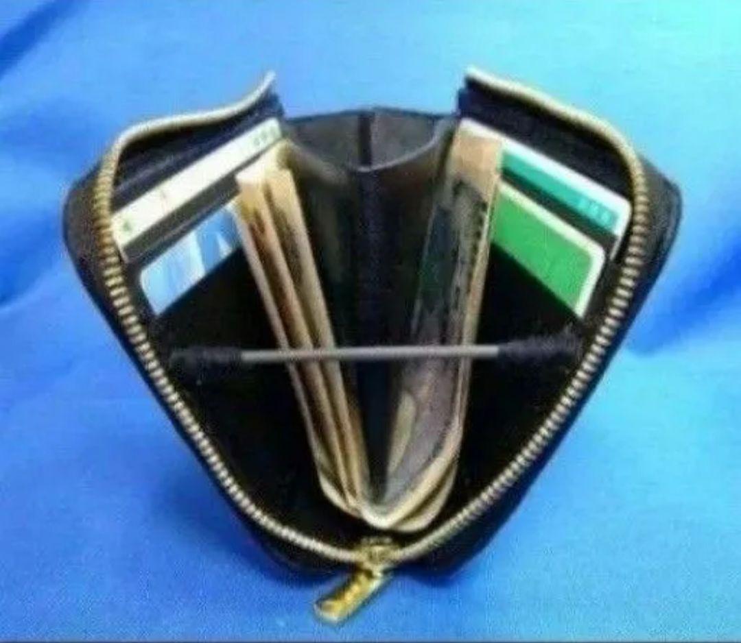 レザークラフト コードバン蝋引き革 黒色 L字ファスナー財布 ★HG【在庫有り】