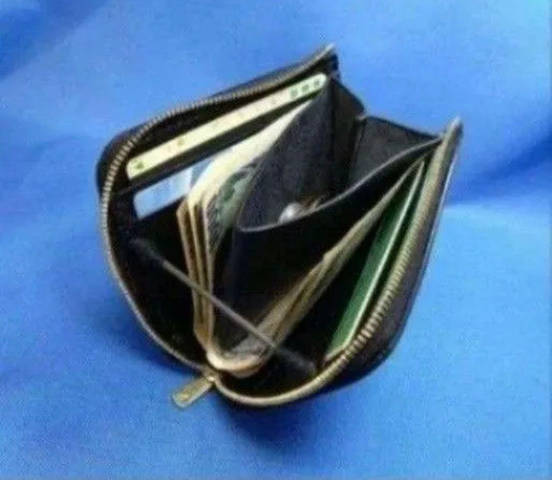 レザークラフト コードバン蝋引き革 黒色 L字ファスナー財布 ★HG【在庫有り】