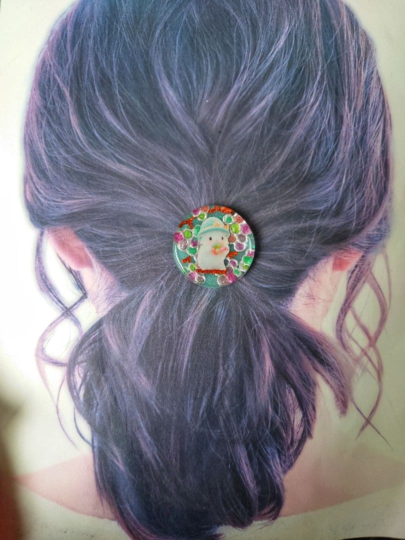 レジン　猫　うさぎ　ヘアゴム　ブローチ　ポニーフック　No.577