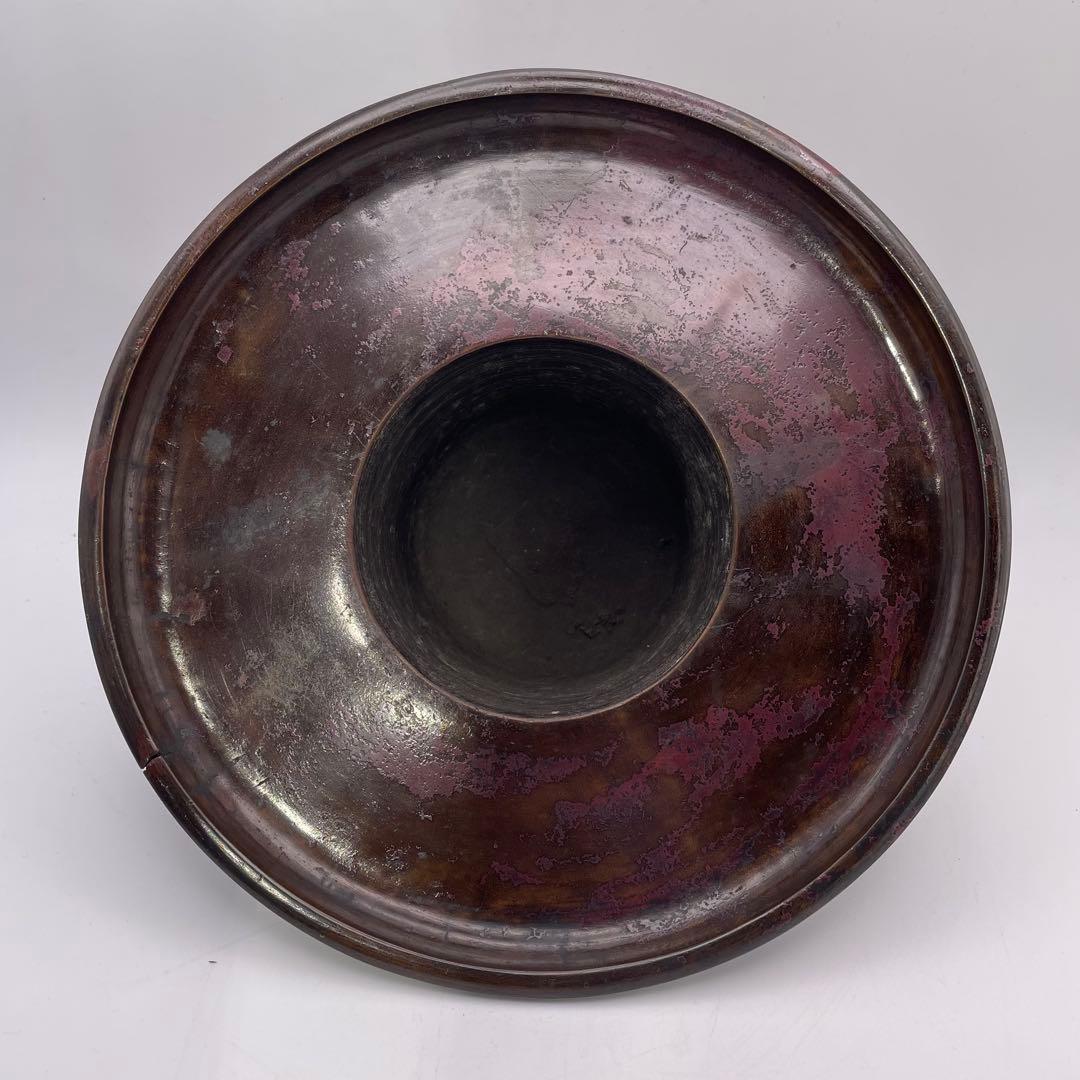 池坊 御玄猪 薄端 花器 銅製 銘入り 華道具 生け花 伝統工芸②