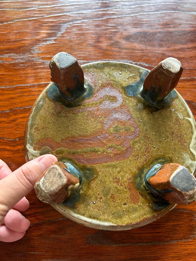 沖縄やちむん読谷焼き\脚付器シーサー一点モノ/