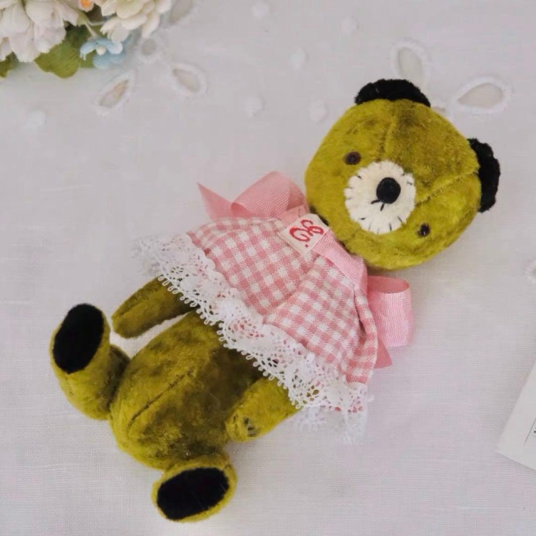 ヴィンテージライクテディベア モスグリーン 海外作家様 ハンドメイド ぬいぐるみ