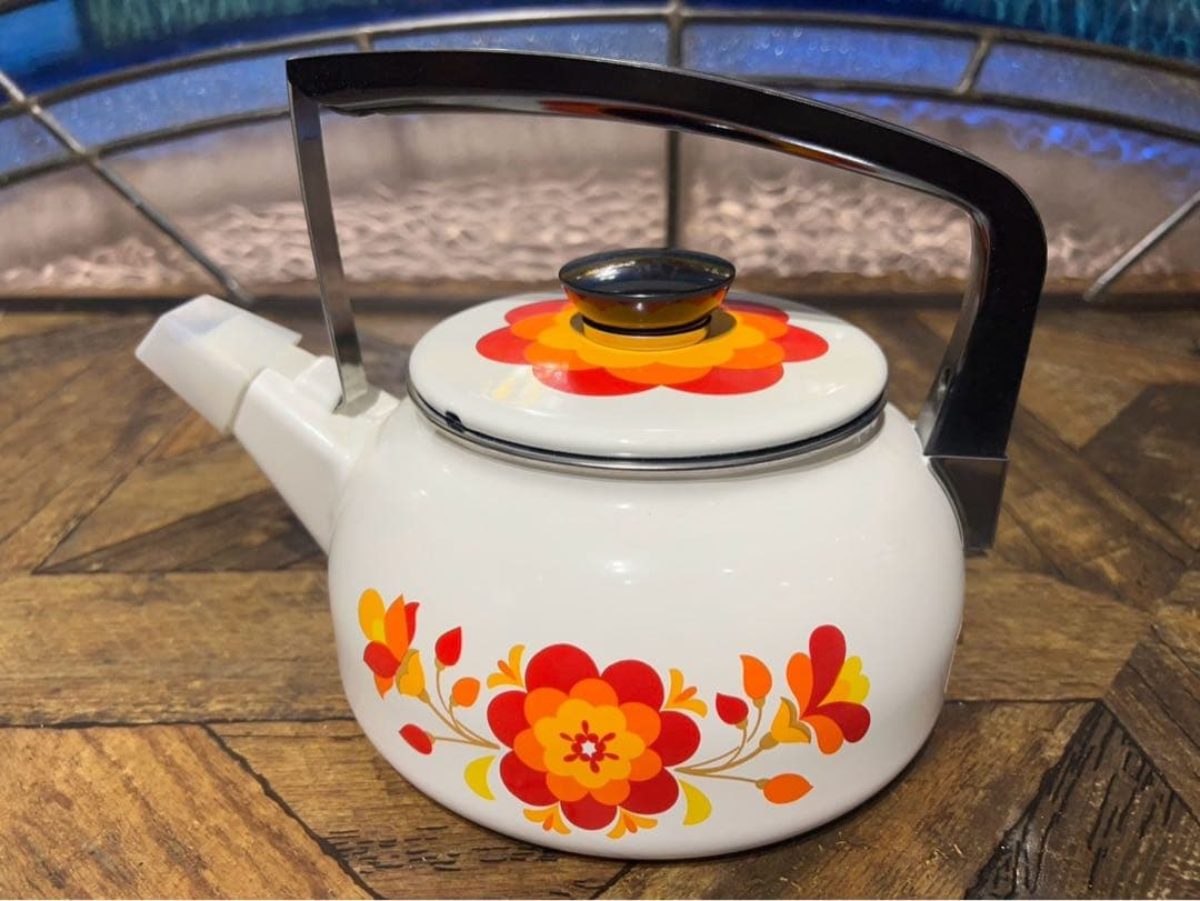 未使用 ケトル ホーロー鍋 セット 昭和レトロ レトロポップ インテリア 花柄