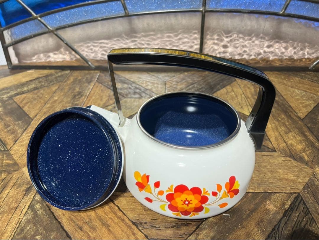 未使用 ケトル ホーロー鍋 セット 昭和レトロ レトロポップ インテリア 花柄