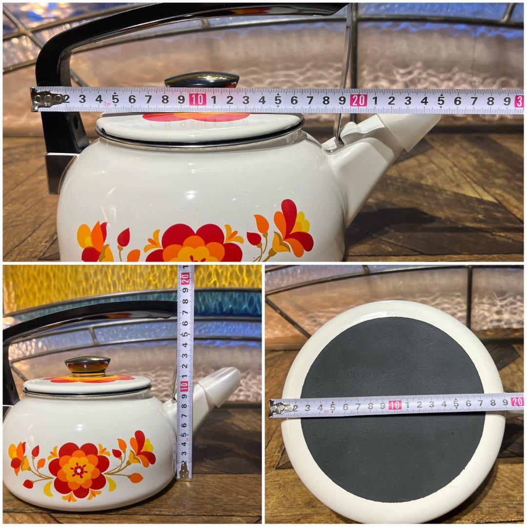 未使用 ケトル ホーロー鍋 セット 昭和レトロ レトロポップ インテリア 花柄
