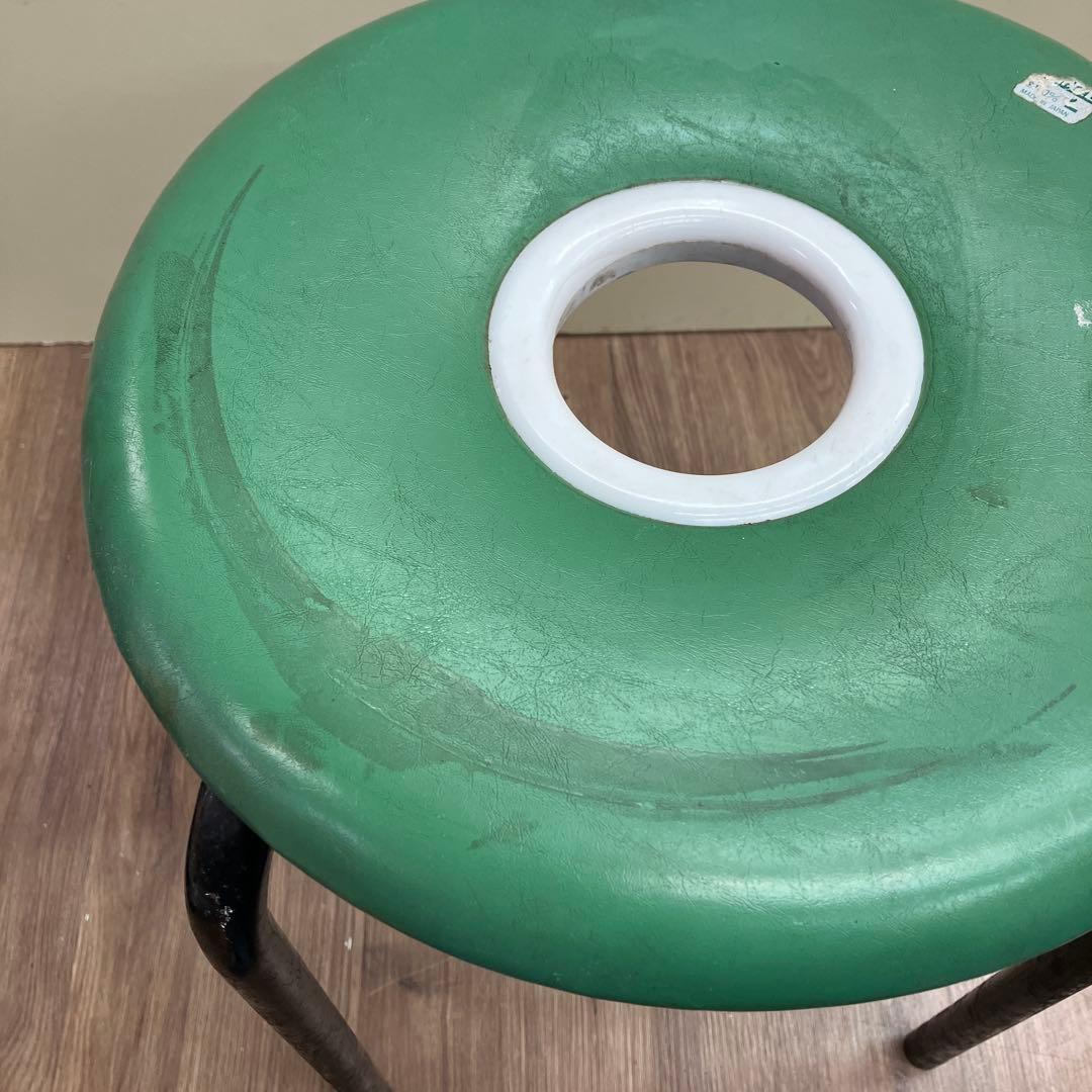 A-4 昭和レトロ ヴィンテージ 丸椅子 スツール グリーン 日本製 ポップ