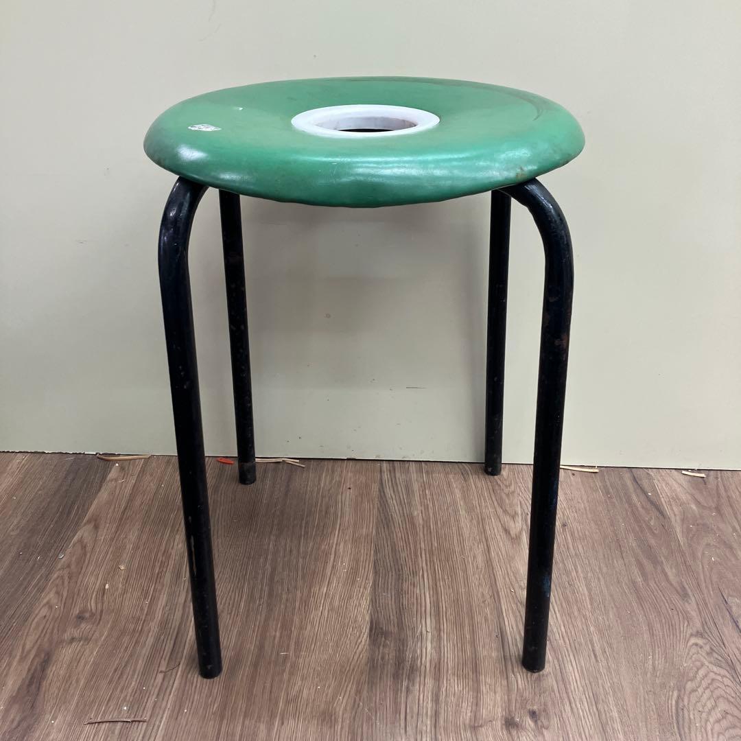 A-4 昭和レトロ ヴィンテージ 丸椅子 スツール グリーン 日本製 ポップ