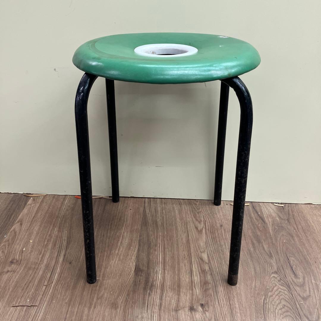 A-4 昭和レトロ ヴィンテージ 丸椅子 スツール グリーン 日本製 ポップ