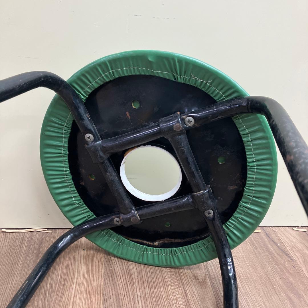 A-4 昭和レトロ ヴィンテージ 丸椅子 スツール グリーン 日本製 ポップ