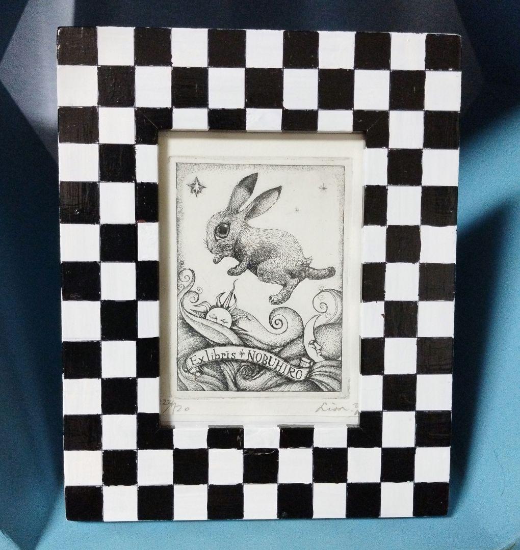 key*s collection★写真立て & 銅版蔵書票　吉田りさ「波乗り兎」