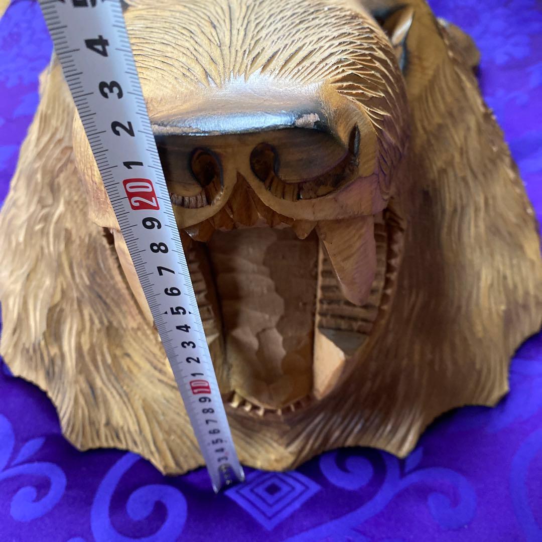 【レトロアート】熊 木彫り 定峰作 北海道白老 壁掛け　オブジェ　隠れた名工