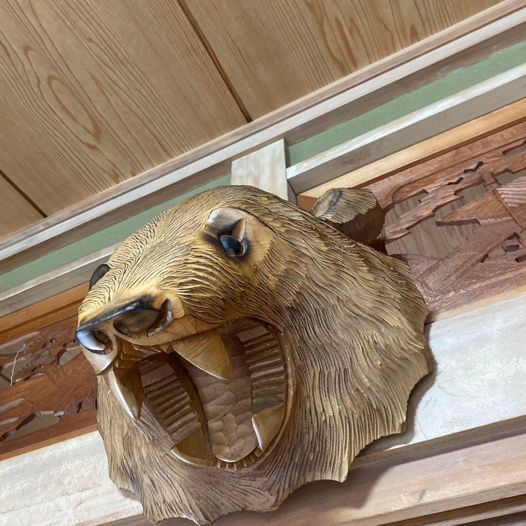 【レトロアート】熊 木彫り 定峰作 北海道白老 壁掛け　オブジェ　隠れた名工