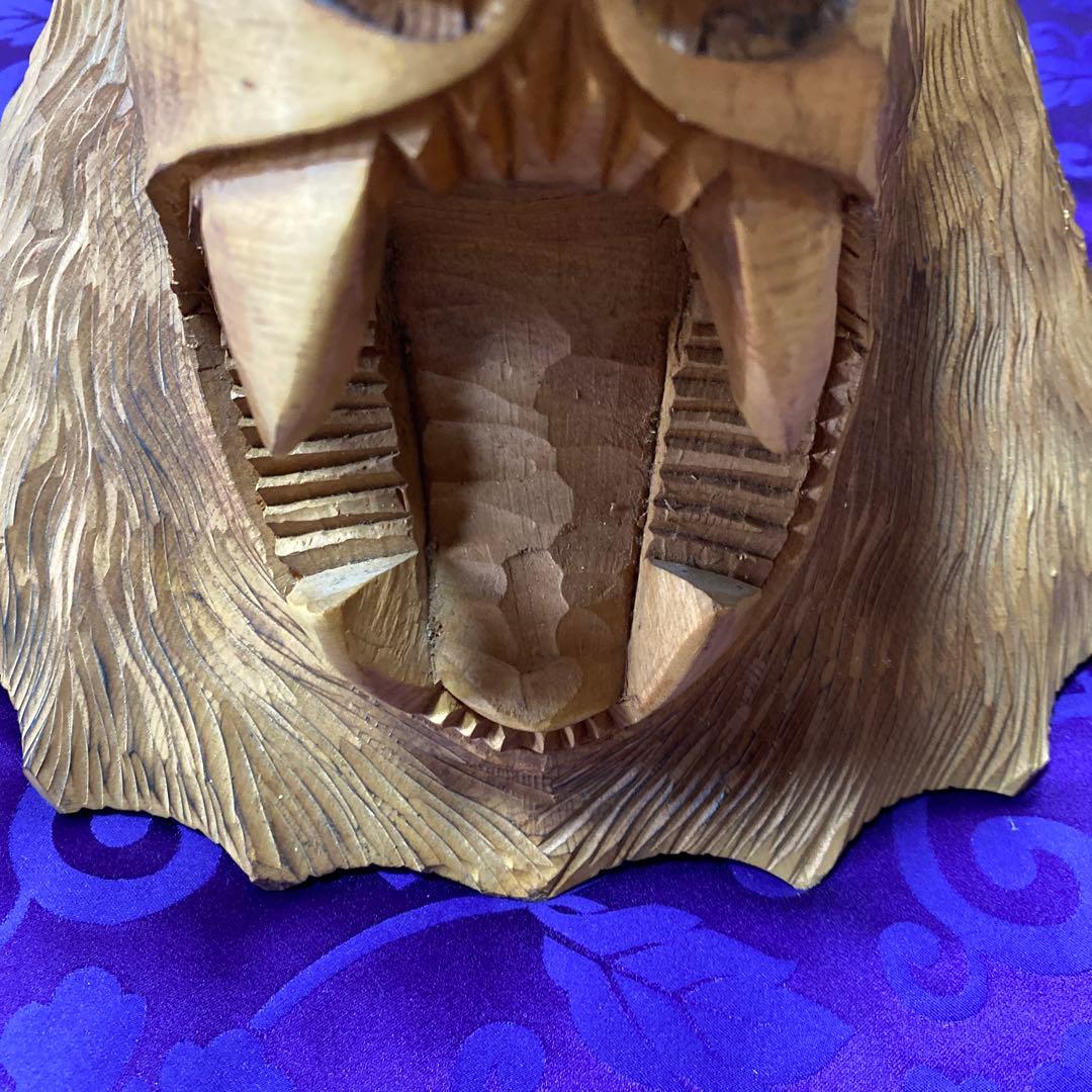 【レトロアート】熊 木彫り 定峰作 北海道白老 壁掛け　オブジェ　隠れた名工