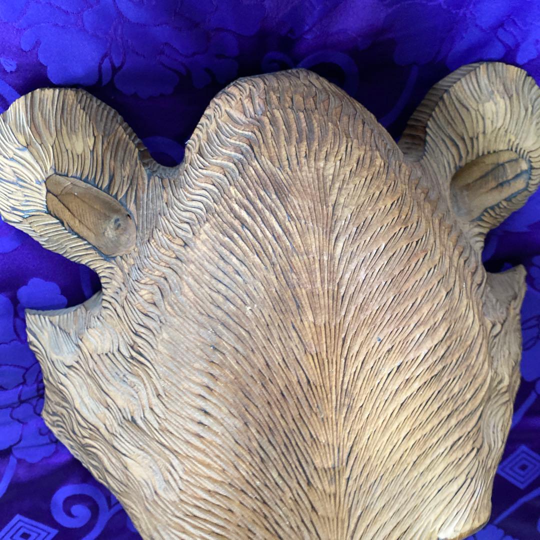 【レトロアート】熊 木彫り 定峰作 北海道白老 壁掛け　オブジェ　隠れた名工