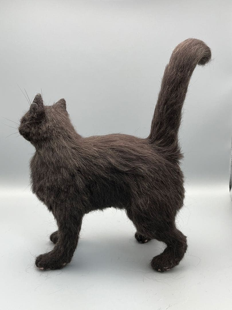 リアル羊毛フェルト　No.３　艶々　黒猫