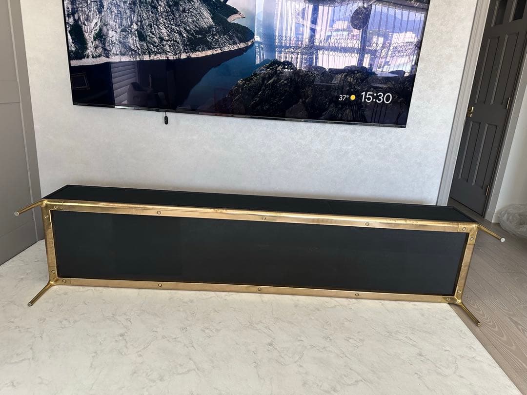 テレビ台　TVキャビネット　黒染　真鍮