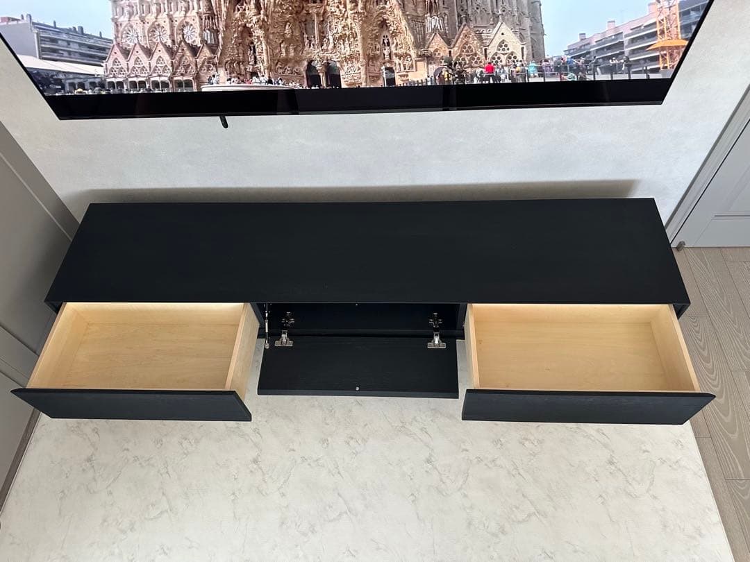 テレビ台　TVキャビネット　黒染　真鍮