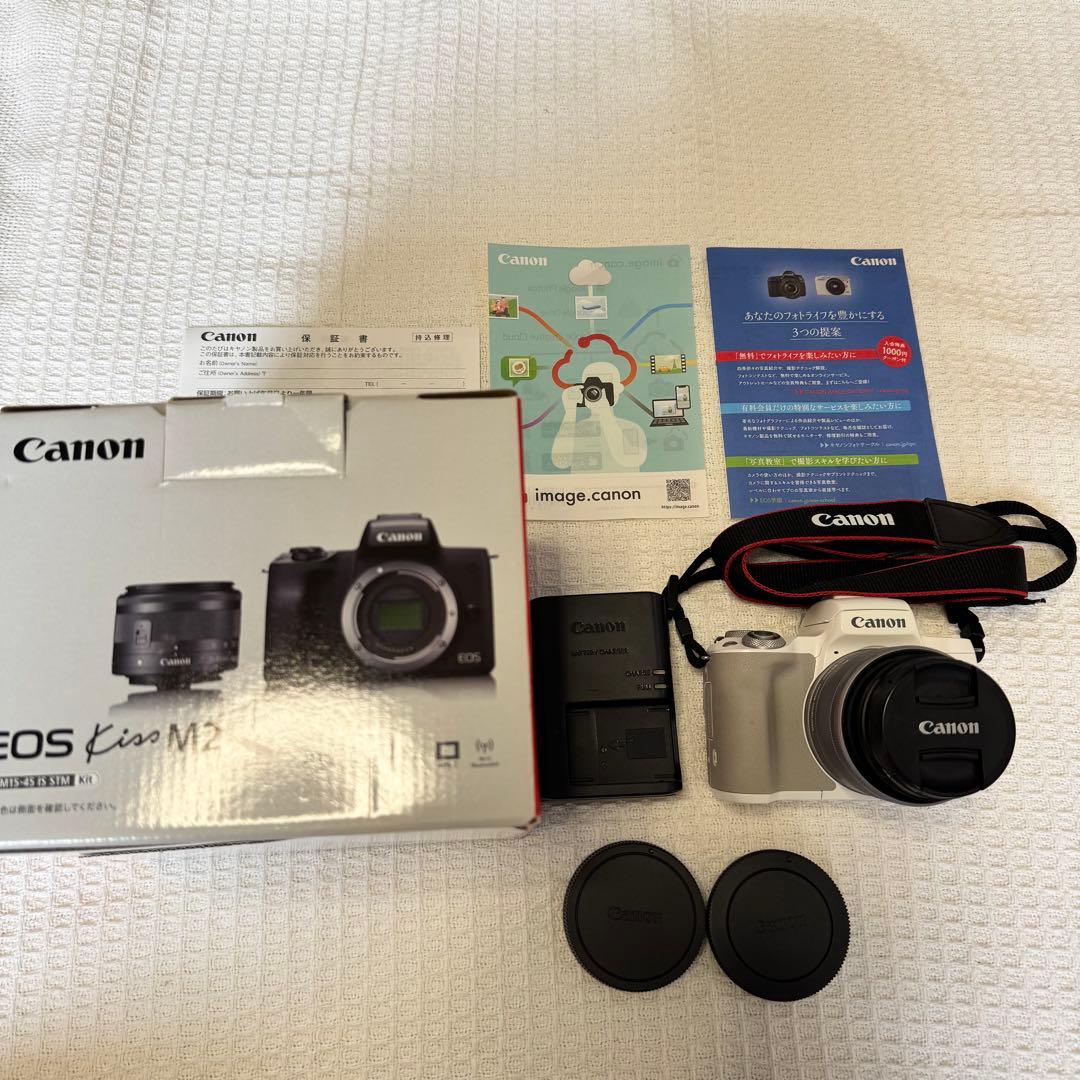 美品EOSKiss M2 EF-M15-45 IS STMレンズキット ホワイト