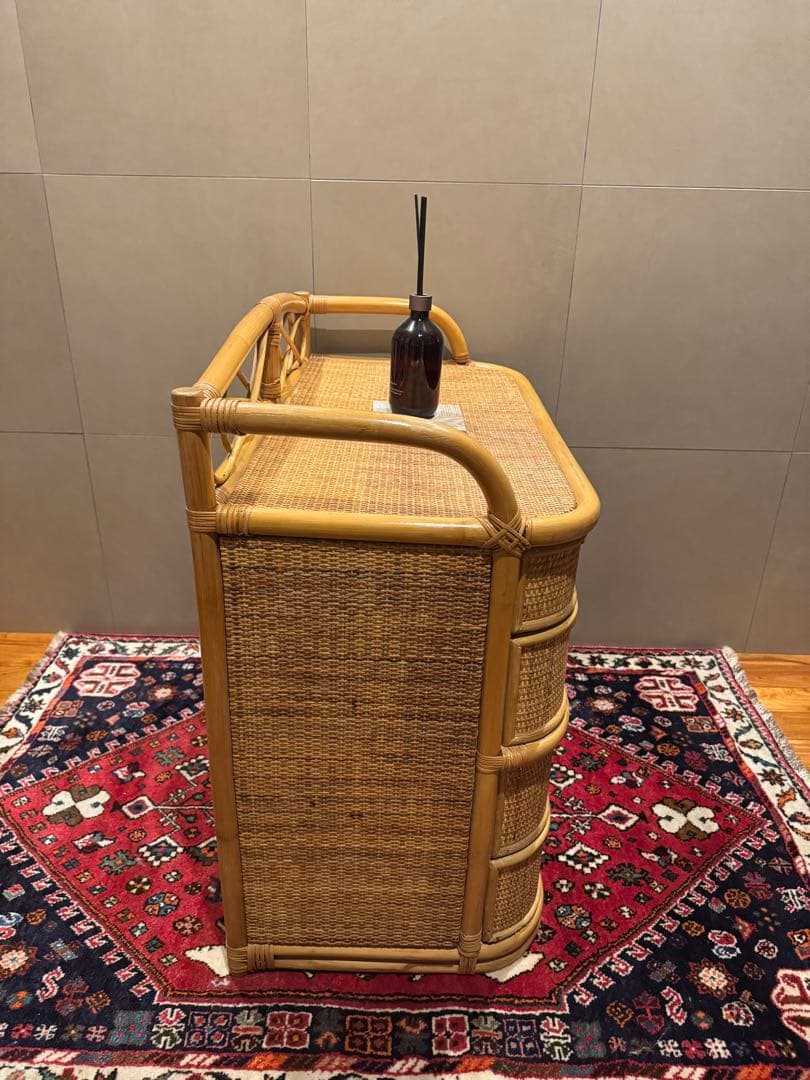 昭和レトロ ラタンチェスト 籐家具 4段 直接配送無料東京千葉埼玉茨城 自然素材