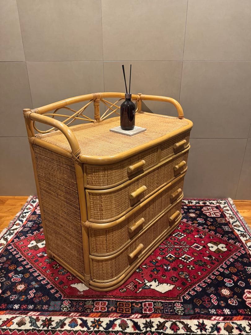昭和レトロ ラタンチェスト 籐家具 4段 直接配送無料東京千葉埼玉茨城 自然素材
