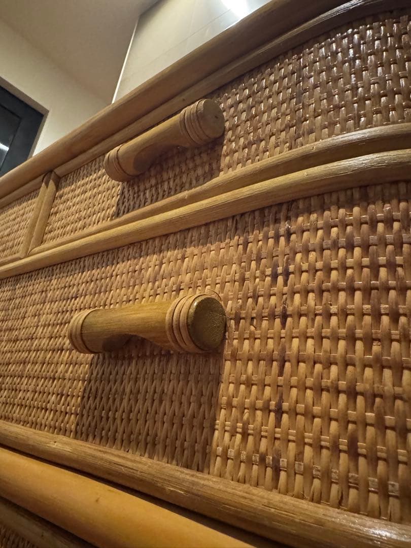 昭和レトロ ラタンチェスト 籐家具 4段 直接配送無料東京千葉埼玉茨城 自然素材