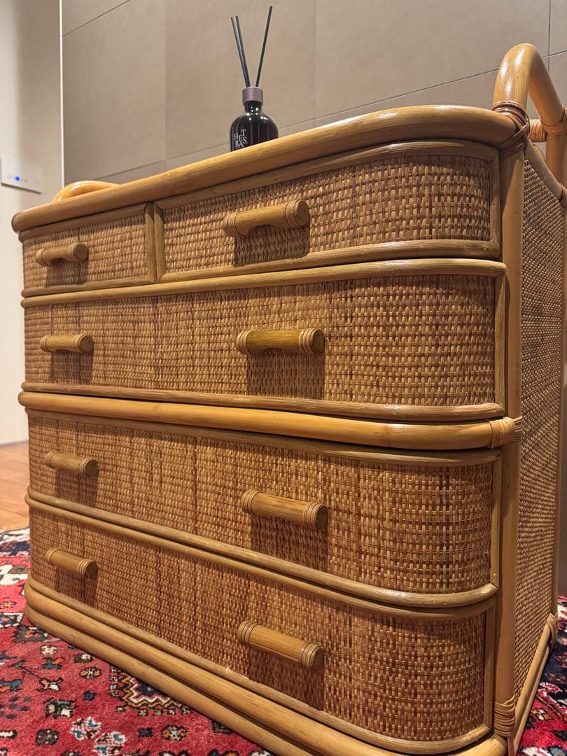 昭和レトロ ラタンチェスト 籐家具 4段 直接配送無料東京千葉埼玉茨城 自然素材