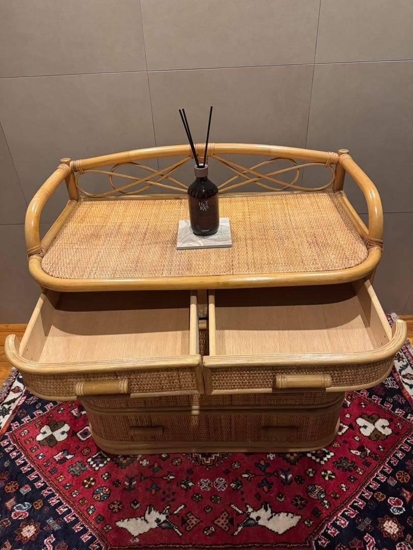 昭和レトロ ラタンチェスト 籐家具 4段 直接配送無料東京千葉埼玉茨城 自然素材