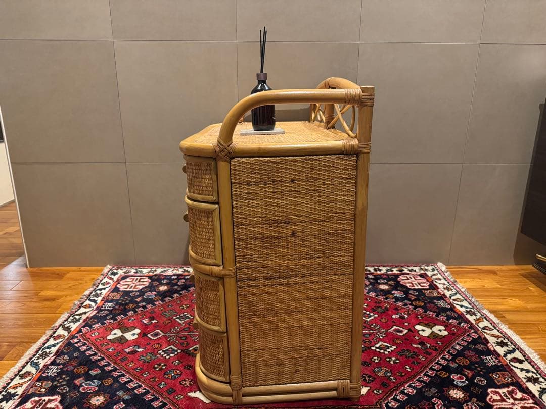 昭和レトロ ラタンチェスト 籐家具 4段 直接配送無料東京千葉埼玉茨城 自然素材