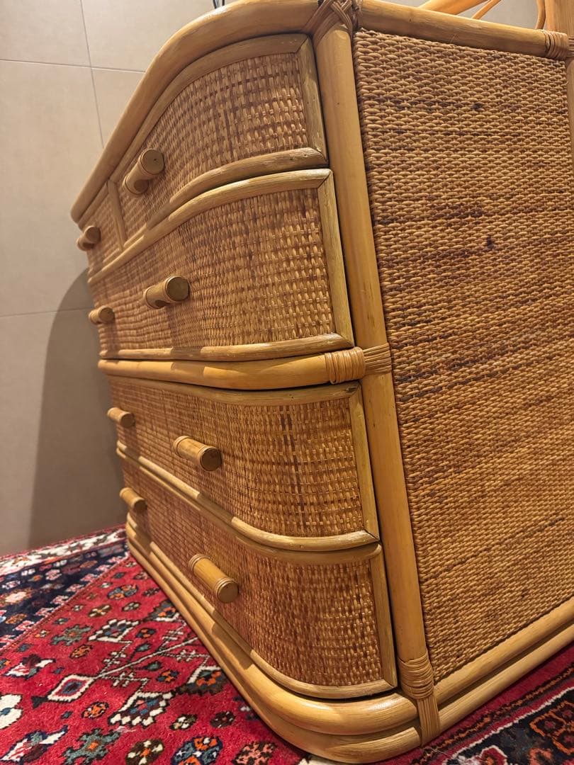 昭和レトロ ラタンチェスト 籐家具 4段 直接配送無料東京千葉埼玉茨城 自然素材