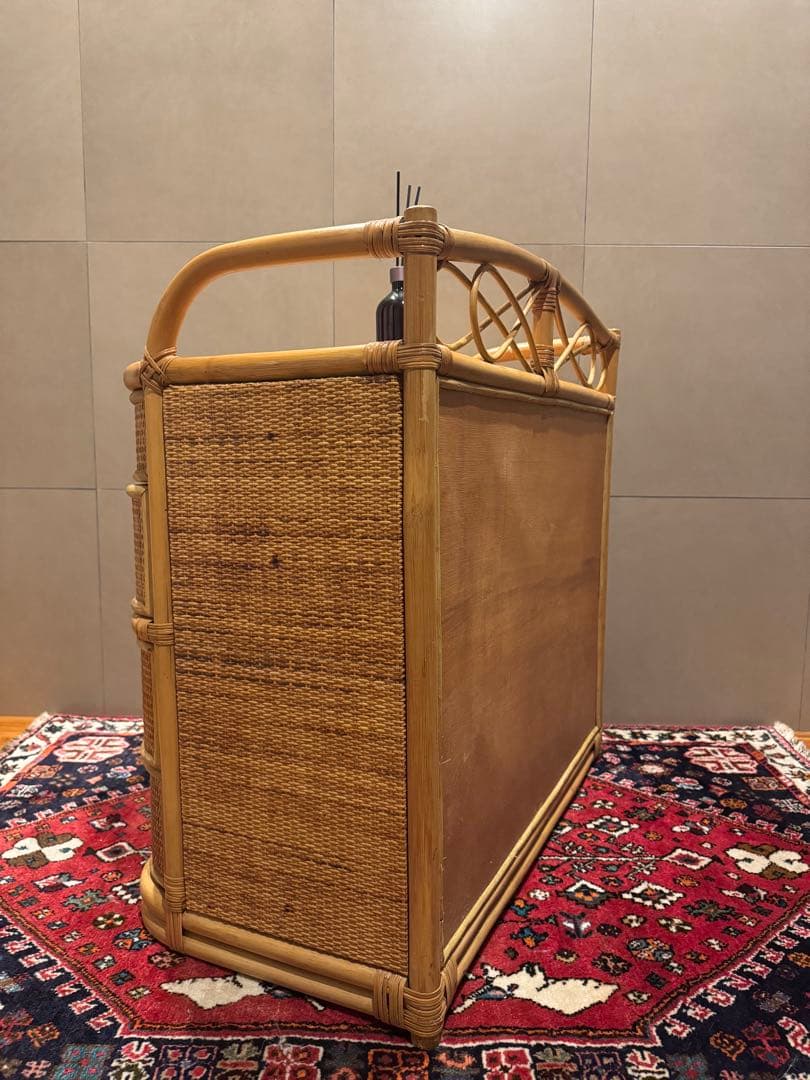 昭和レトロ ラタンチェスト 籐家具 4段 直接配送無料東京千葉埼玉茨城 自然素材