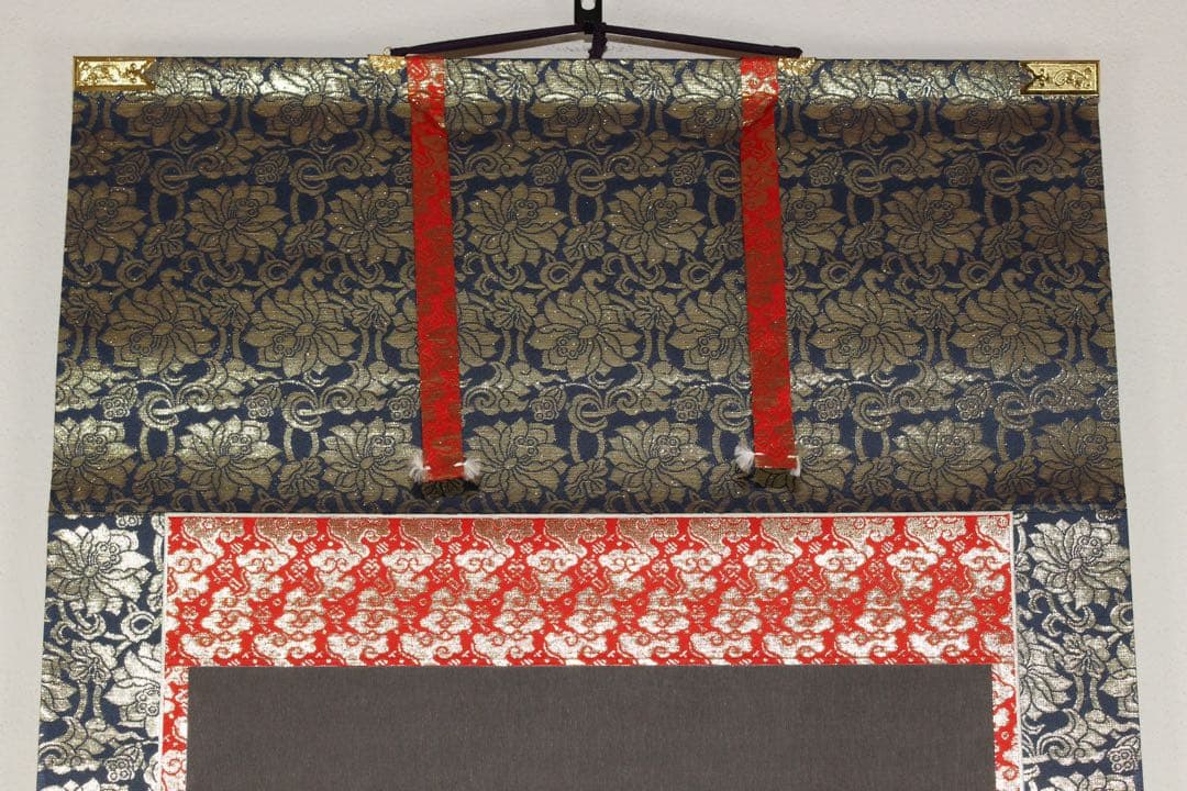 No5650 掛軸　印刷工芸　天台宗三尊佛　紙本　合箱　仏教美術　仏画　送料無料