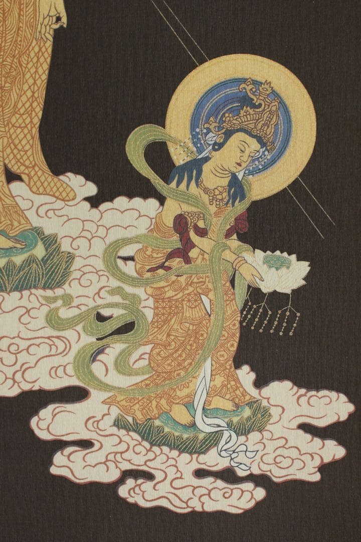 No5650 掛軸　印刷工芸　天台宗三尊佛　紙本　合箱　仏教美術　仏画　送料無料