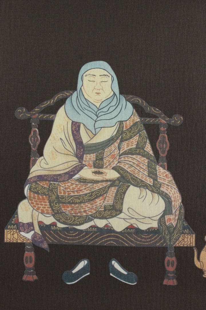 No5650 掛軸　印刷工芸　天台宗三尊佛　紙本　合箱　仏教美術　仏画　送料無料