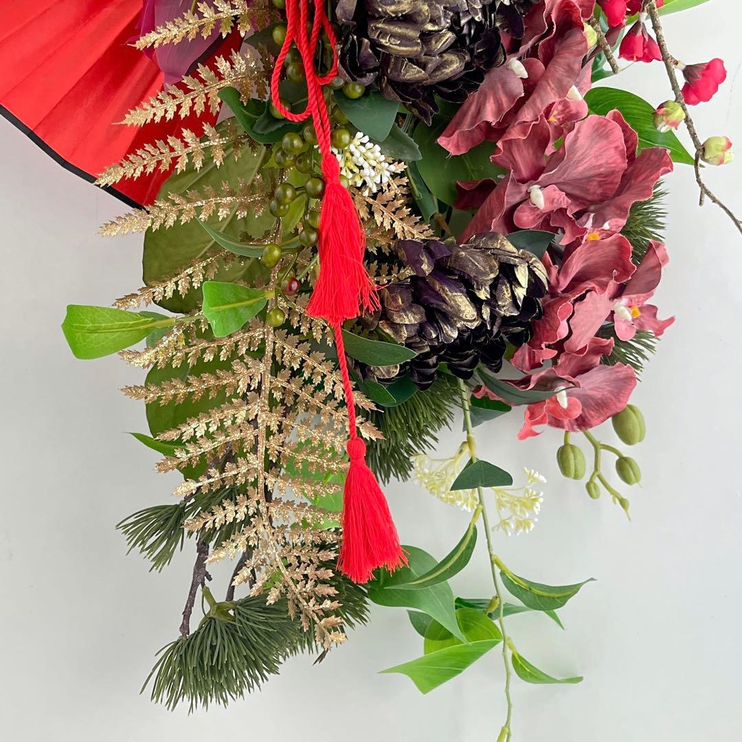 【特大1mサイズ 正月しめ縄リース】モダン迎春装飾｜店舗・商業用 光触媒フラワー