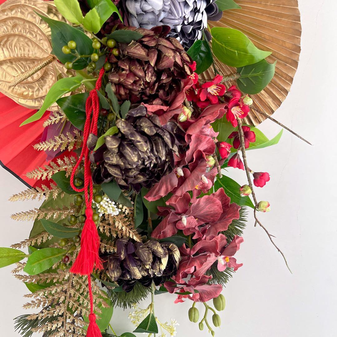 【特大1mサイズ 正月しめ縄リース】モダン迎春装飾｜店舗・商業用 光触媒フラワー