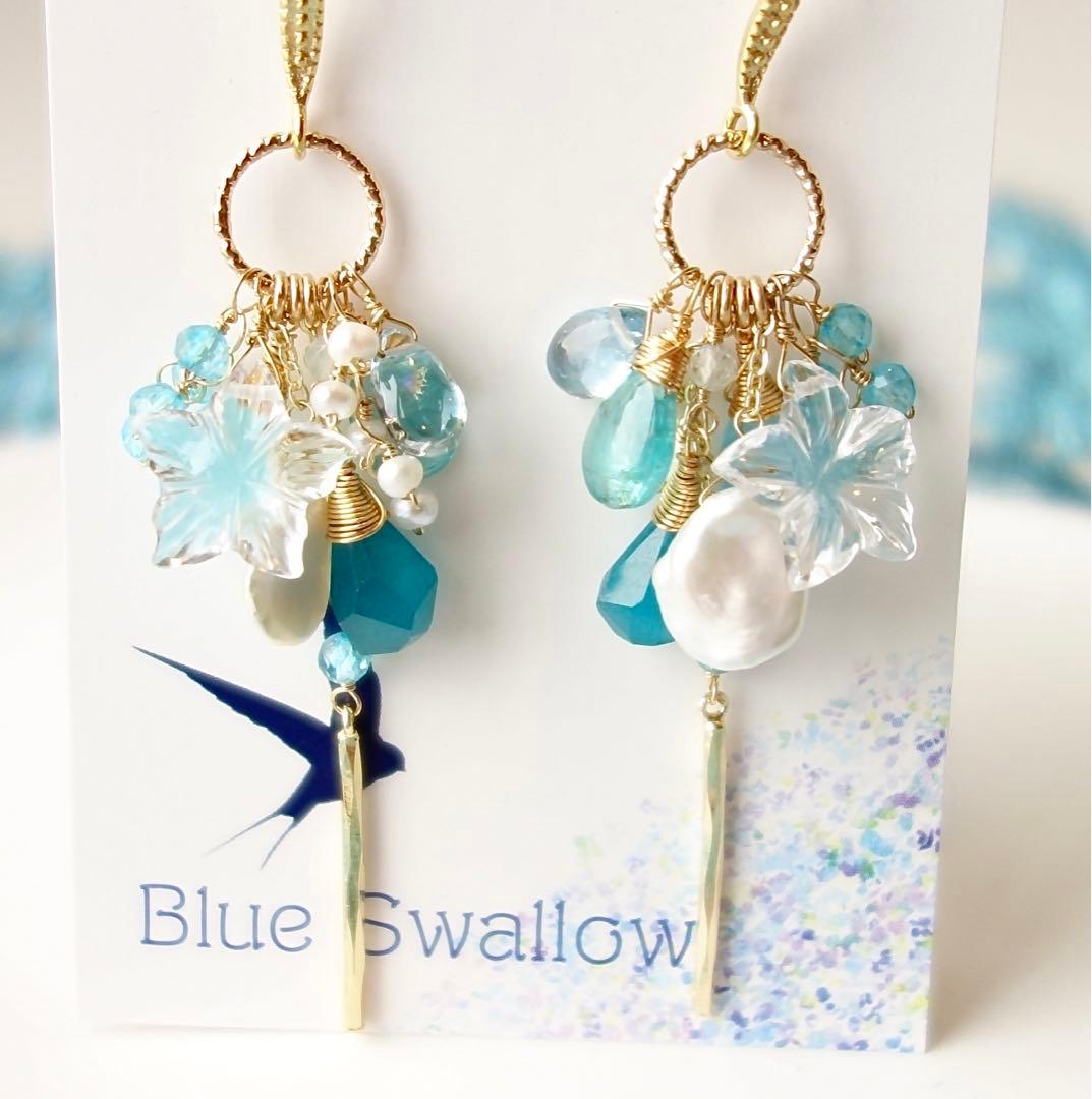 【天然石ピアス】クリスタル・ジャスミンカービング