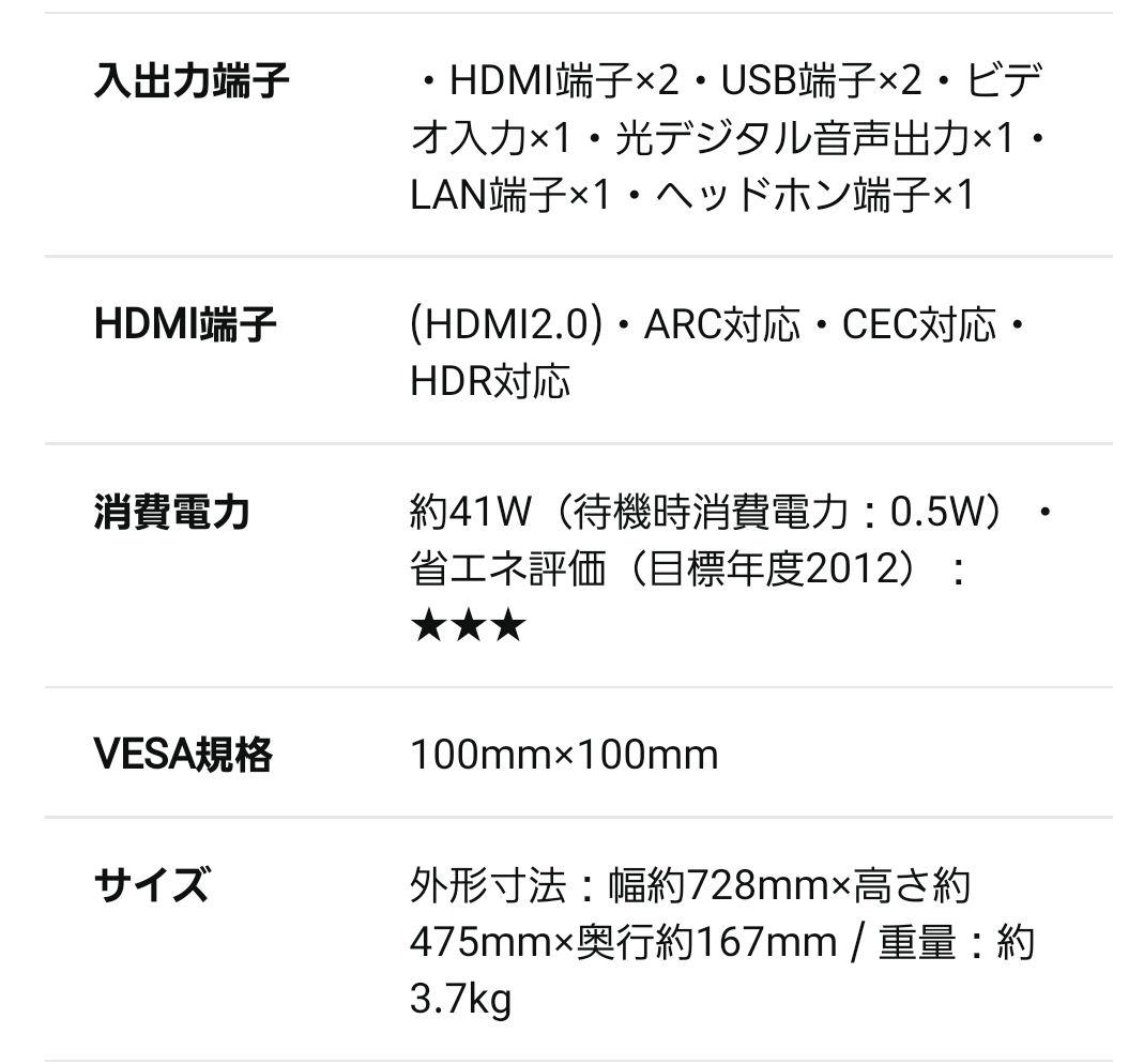 保証付き AndroidTV チューナーレスTV 32V型