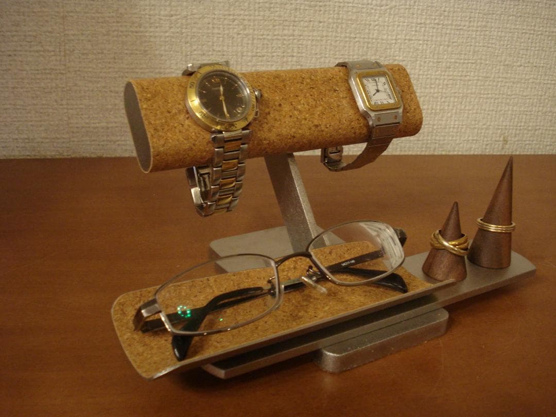 2本掛け腕時計、ダブルリング、メガネスタンド　★リングスタンド未固定