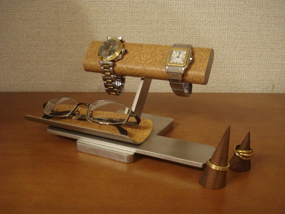 2本掛け腕時計、ダブルリング、メガネスタンド　★リングスタンド未固定